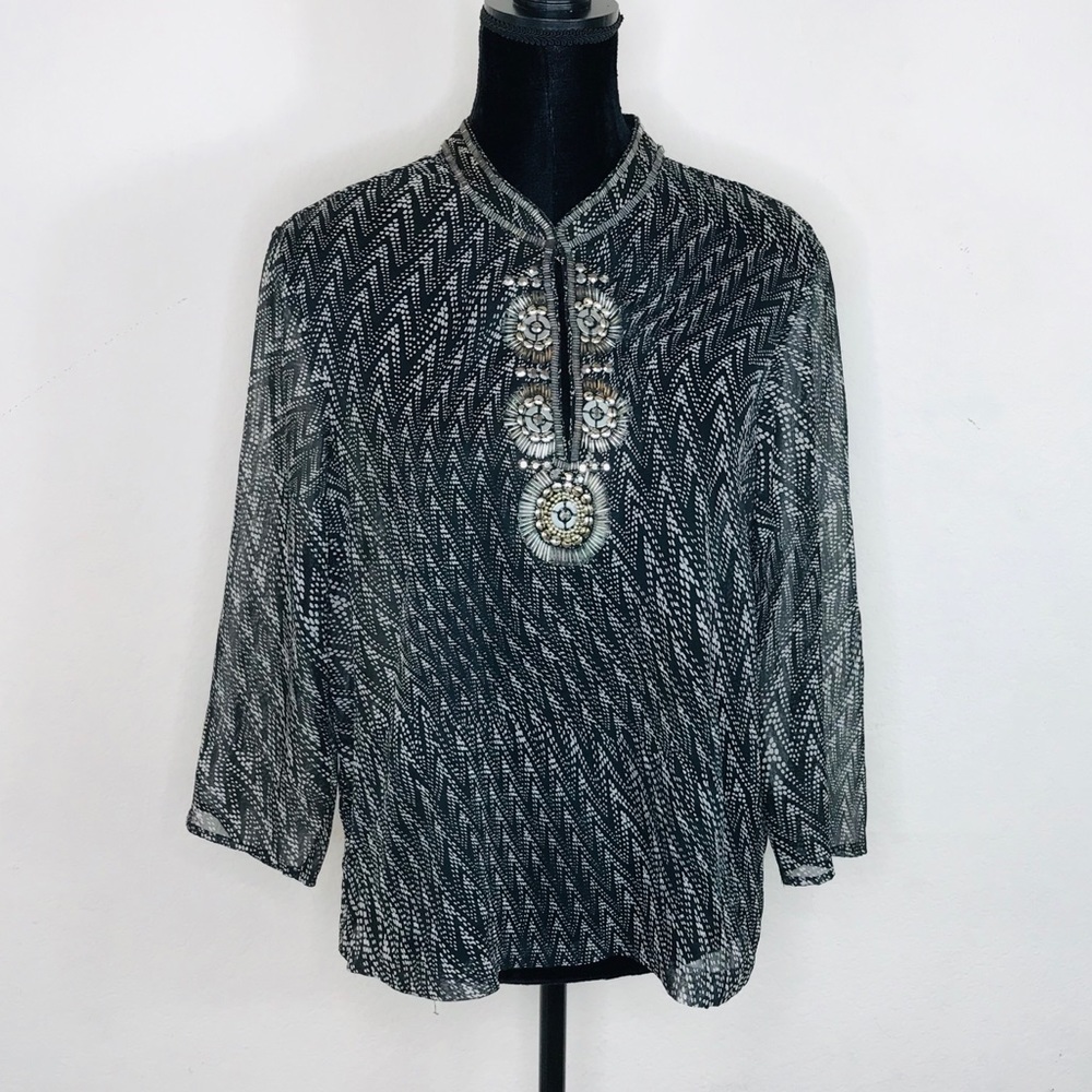 Grace Elements Oriental Collar Sheer Beaded Large